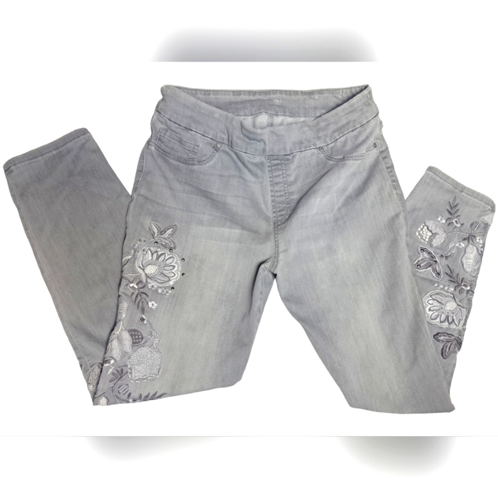 Chico's Light Gray Embroidered Jeggings - Picture 2 of 8